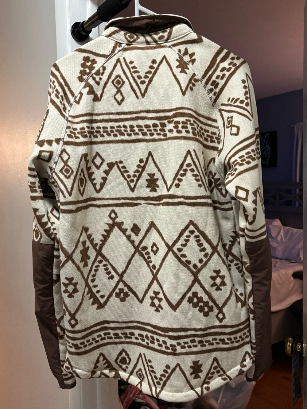 The North Face Men’s Cream & Brown Patterned Fleece Shirt Jacket